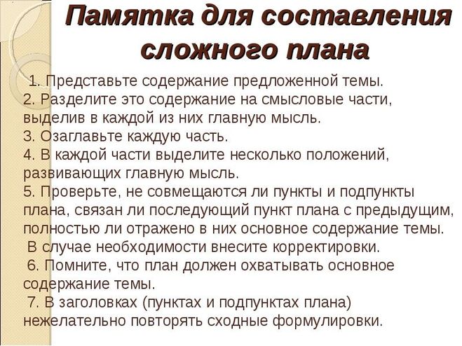 Сложный план параграфа