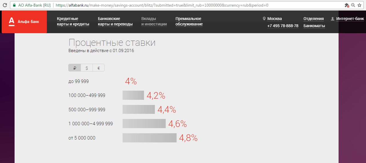 Проценты на остаток альфа карта