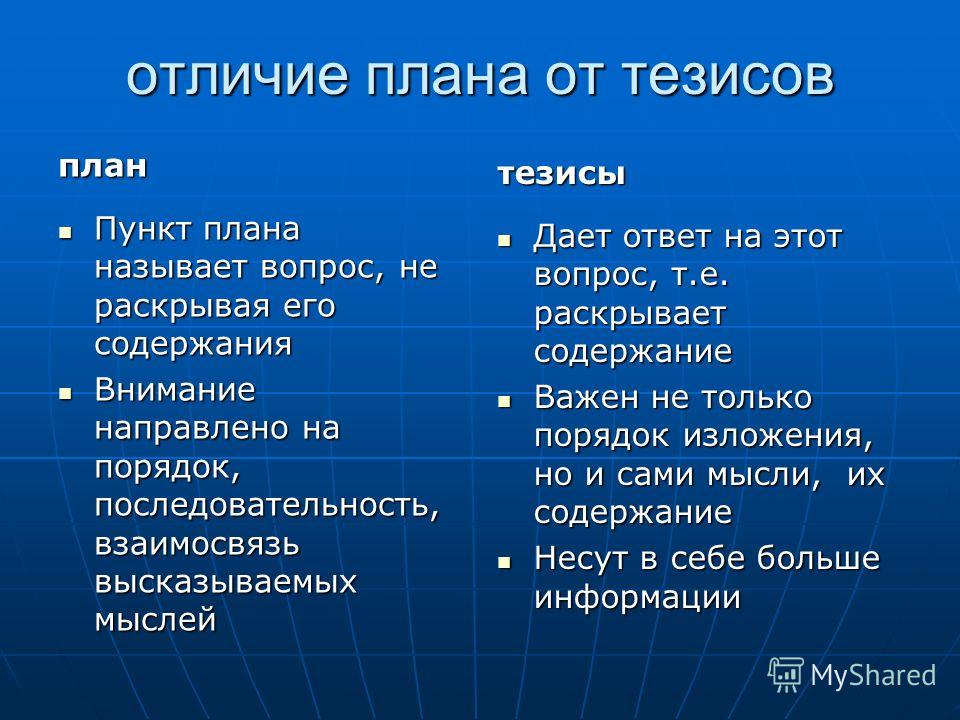 Смысловой план текста