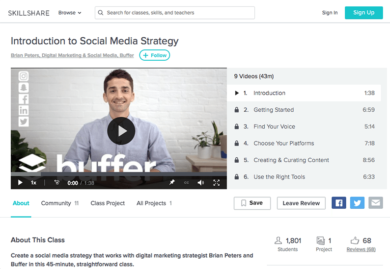 Buffer Skillshare Class - Social Media Marketing Strategy