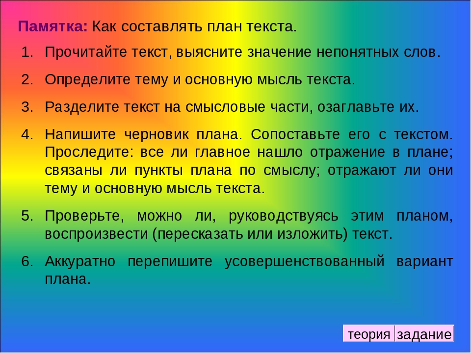 Составьте план текста задание. Памятка составления плана текста. Памятка план текста. Памяткаку как составлять план текста. Как составить памятку.