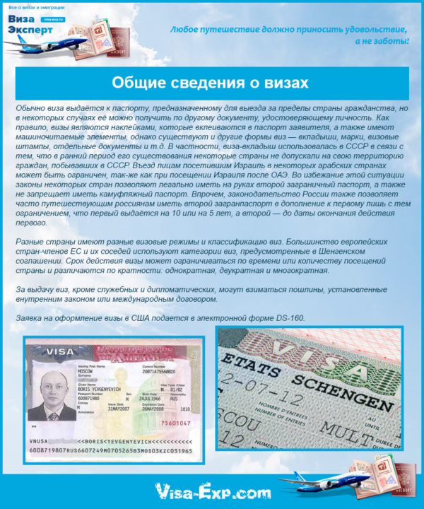 Общие сведения о визах