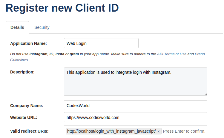 instagram-app-register-client-id-codexworld